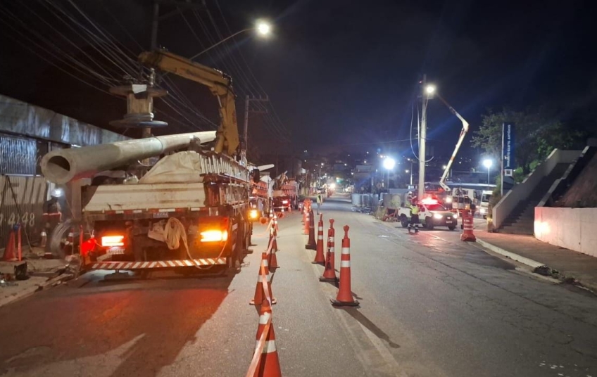 Prefeitura de Ribeirão Pires avança obras do Viaduto Estaiado com adequação da rede elétrica