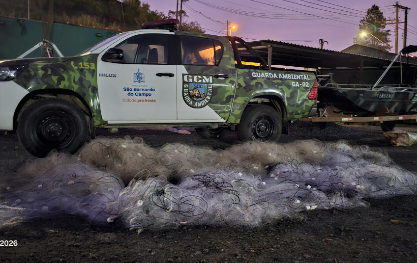 GCM de São Bernardo apreende 1.800 metros de redes e três tarrafas durante fiscalização
